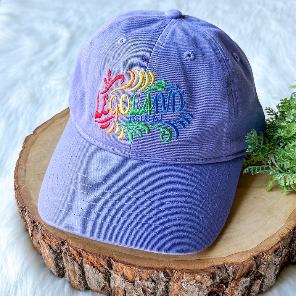 Official Legoland DUBAI Adjustable Baseball Cap Hat Purple Rainbow Lego